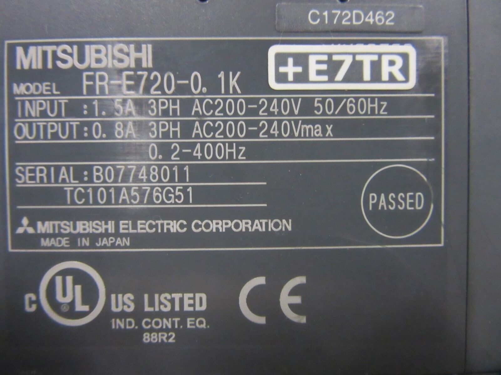 Mitsubishi FR-E720-0.1K Freqrol E700 Inverter