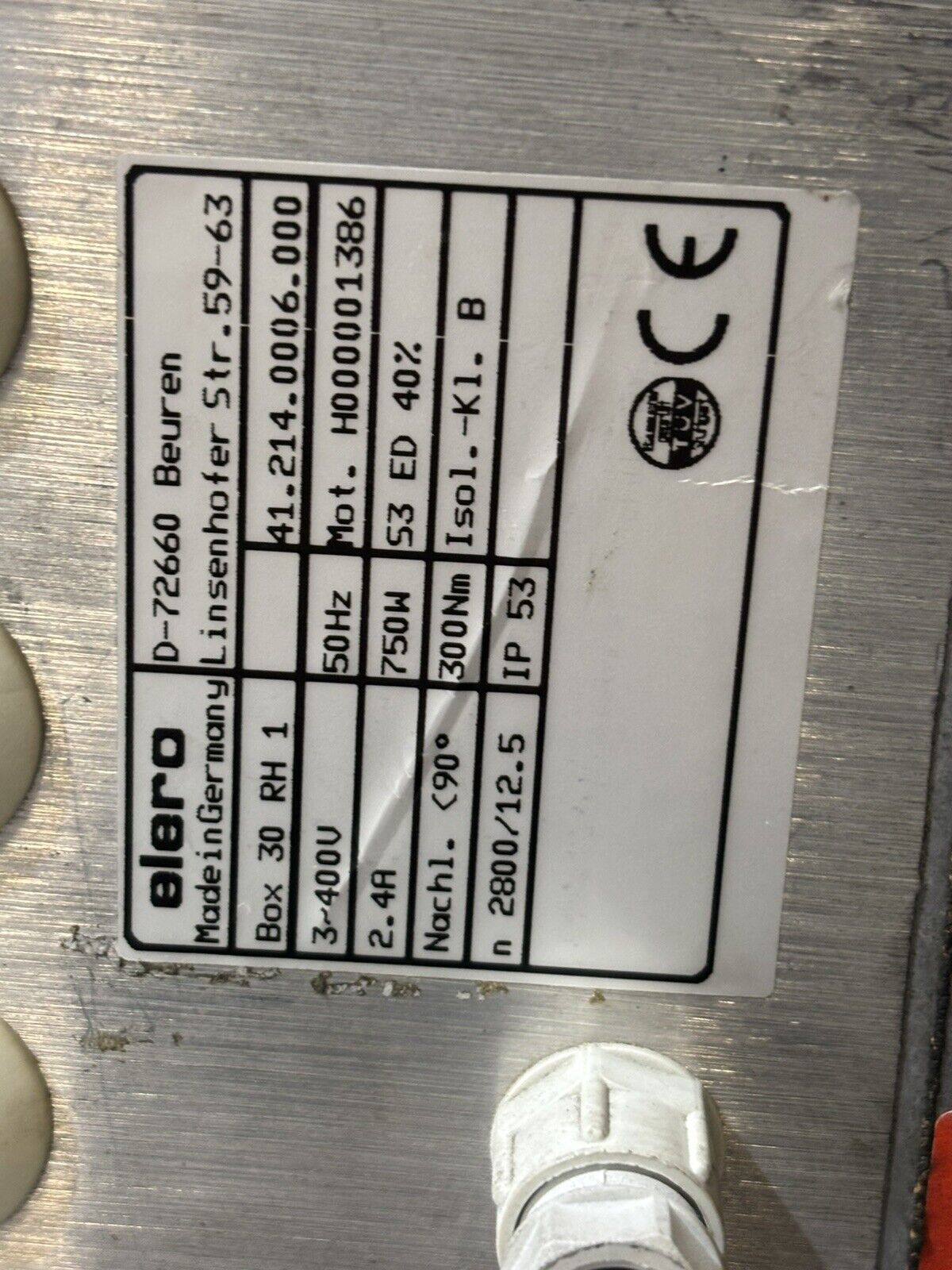 Elero Box 30 RH 1 Mot. H000001386 750W 300Nm 50Hz