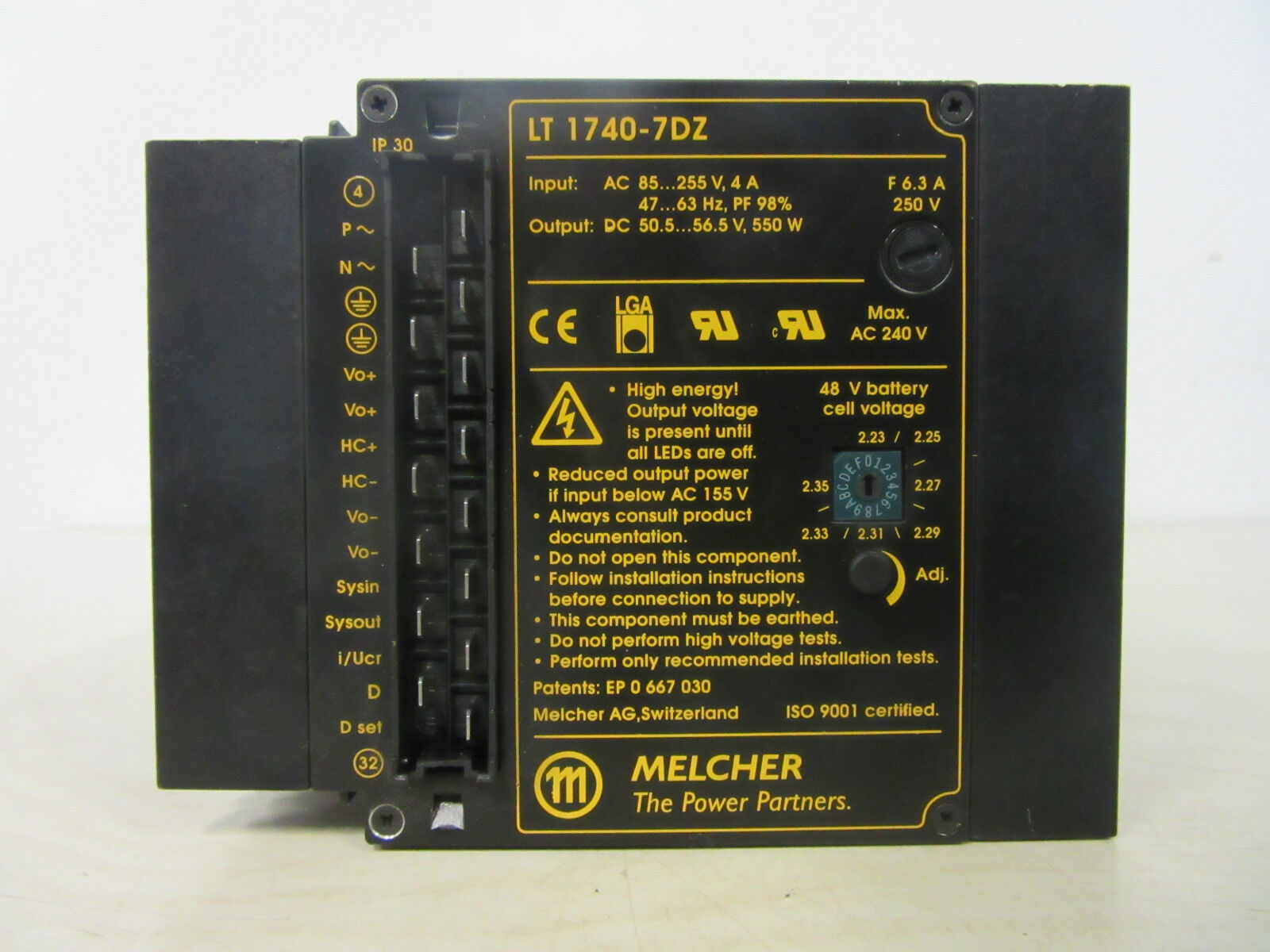 Melcher LT 1740-7DZ Input: AC 85...255V, 4A T1000 AC-DC Converter -used-