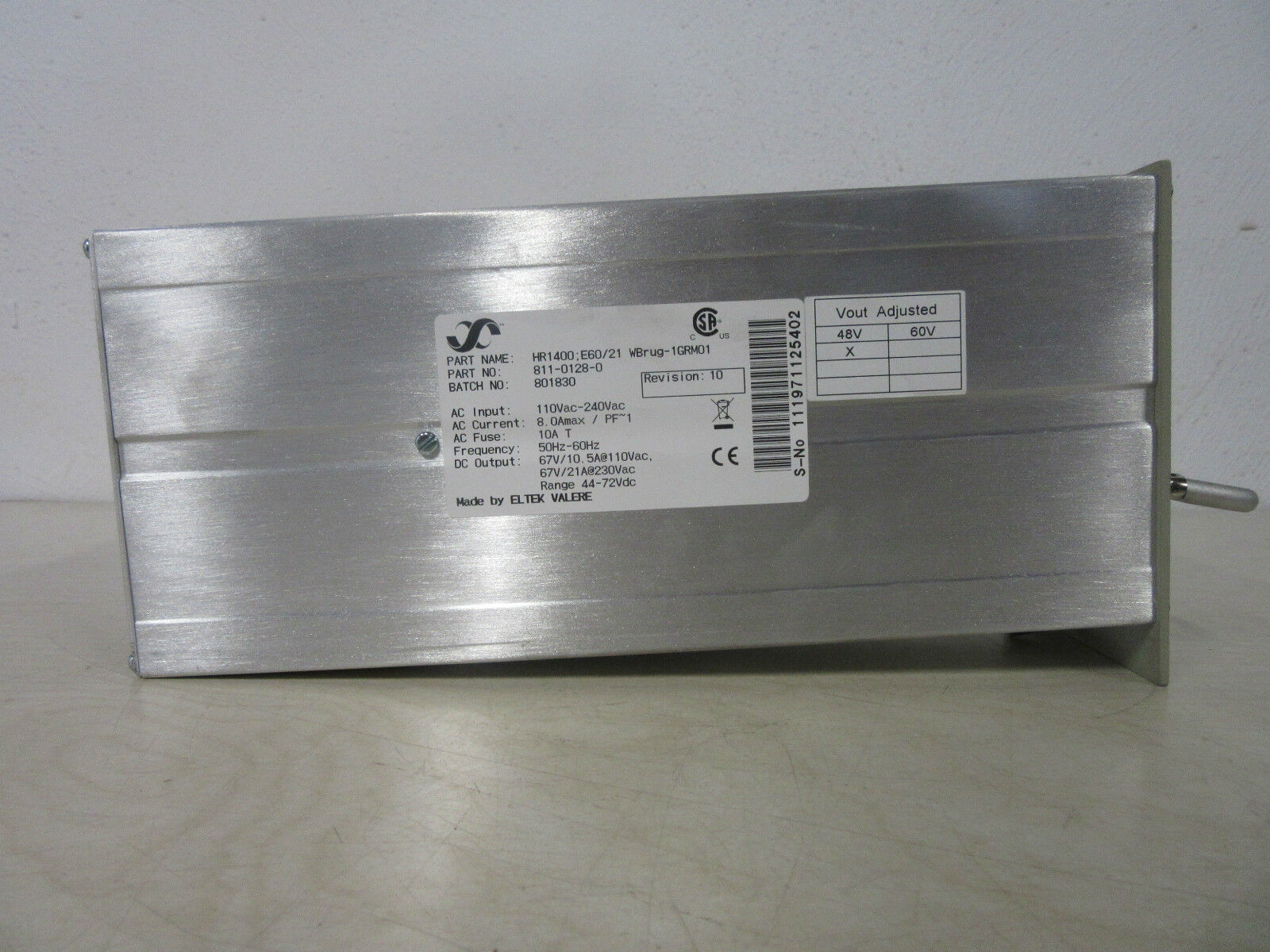 Eltek Valere HR1400; E60/21 AC Input: 110Vac-240Vac Gleichrichter