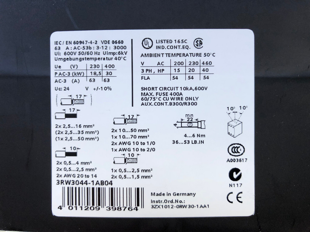 SIEMENS 3RW3044-1AB04 Sanftstarter Softstarter