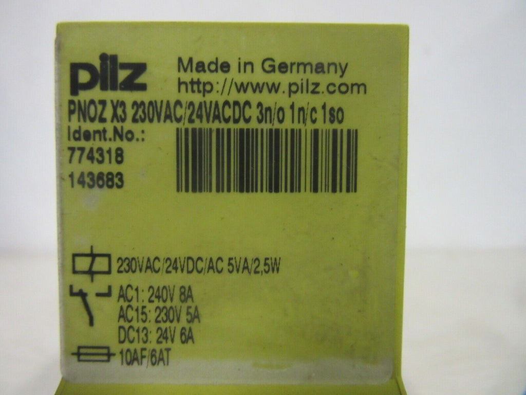 Pilz Pnoz X3 230VAC/ 24VACDC 3n/o 1n/c 1so