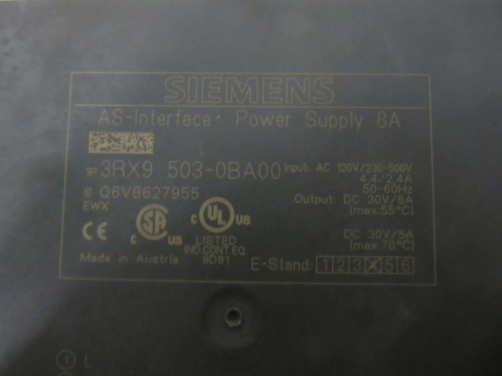 Siemens AS-Interface Power Supply 8A 3RX9 503-0BA00