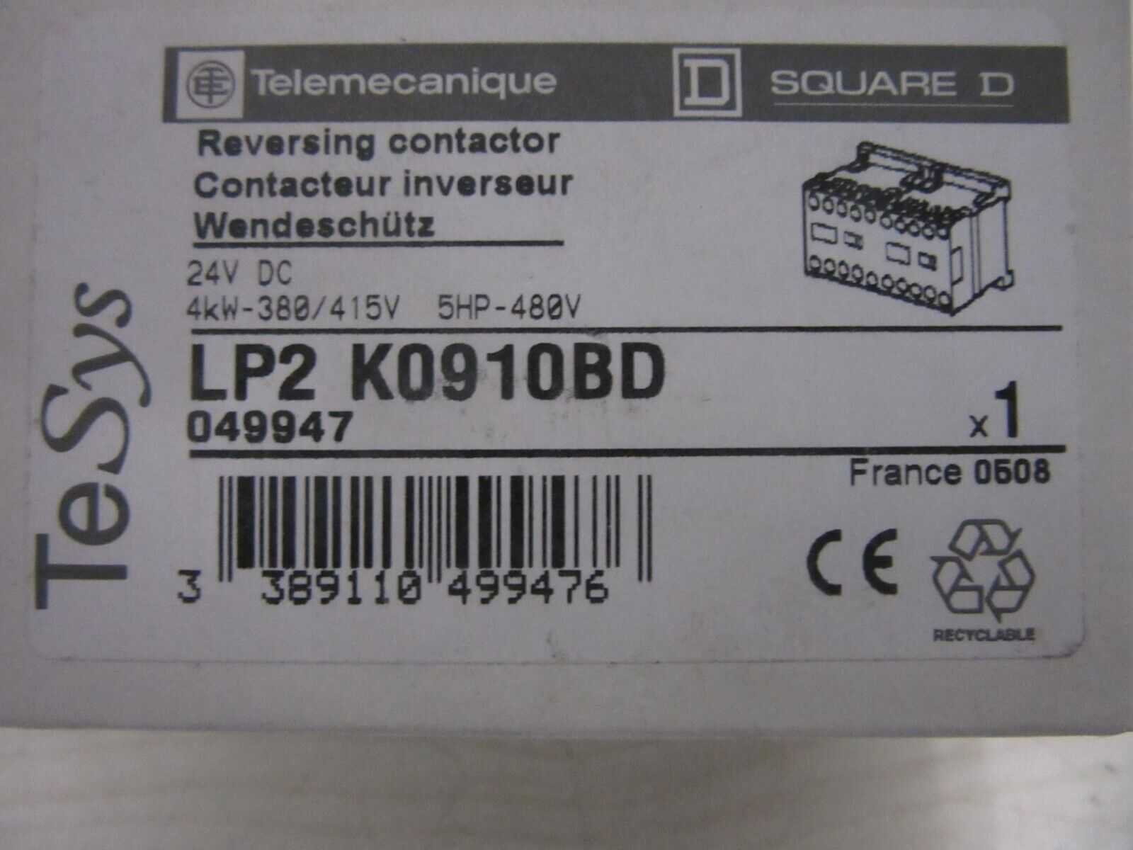 Telemecanique LP2 K0910 BD Wendeschütz 4kW-380/415V