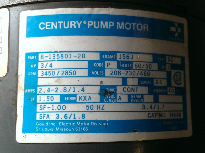 PRICE PUMP CO.  HP175 K.P. - 8-135801-20 - HP: 3/4