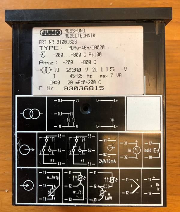 JUMO Temperaturregler / Temperatur Controller (Typ PDAw-48m / lA020)
