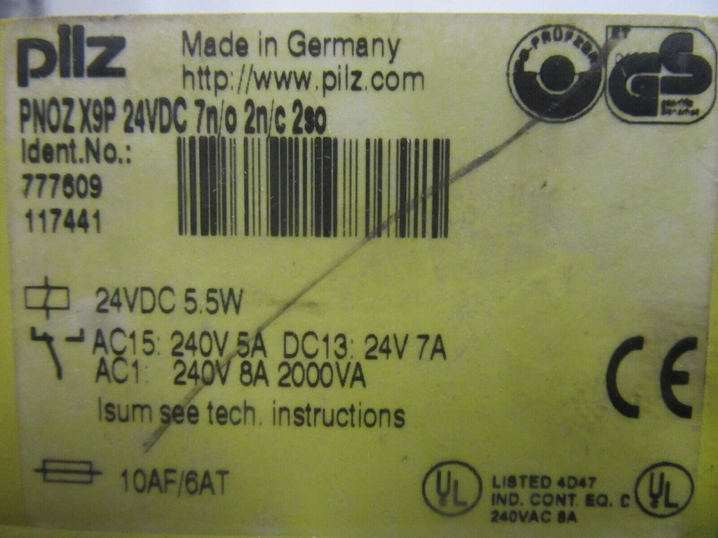 Pilz PNOZ X9P 24VDC 7n/o 2n/c 2so 777609