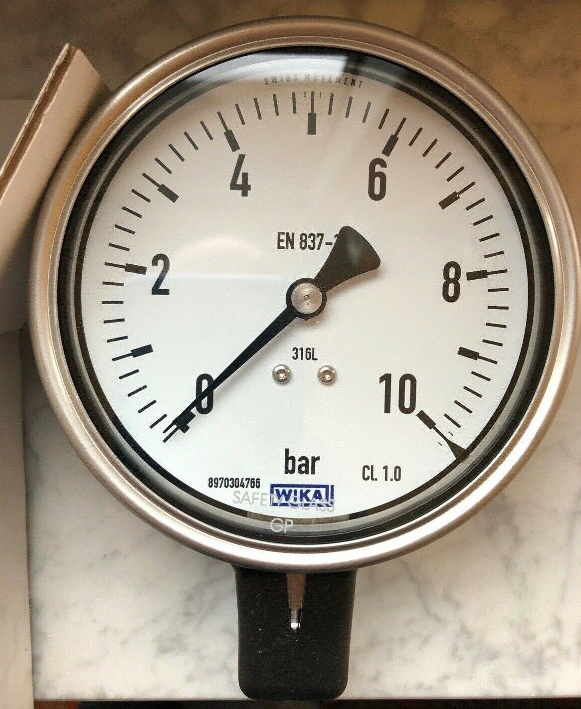 WIKA Messsystem 316L 232.50.100 Manometer 10bar Anschluss unten G1/2B
