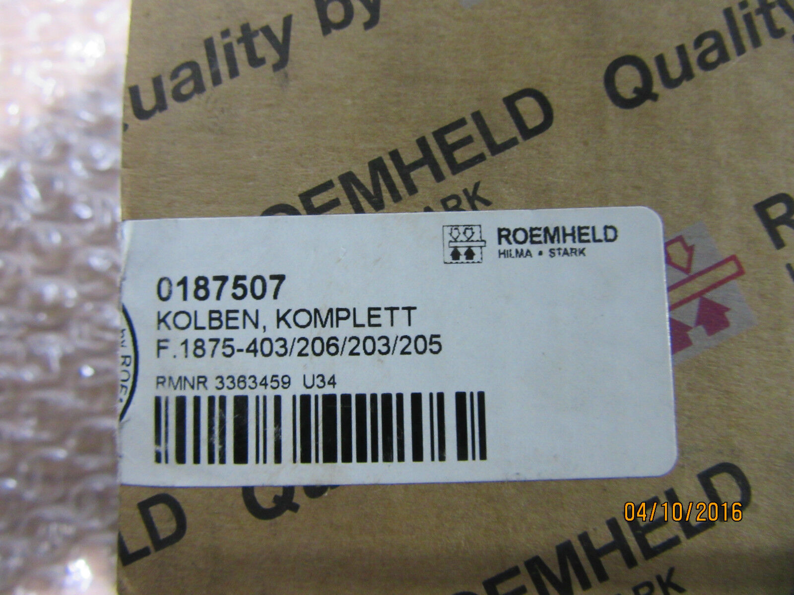 ROEMHELD Kolben 0187507 F.1875-403/206/203/205 - UNBENUTZT/UNUSED -