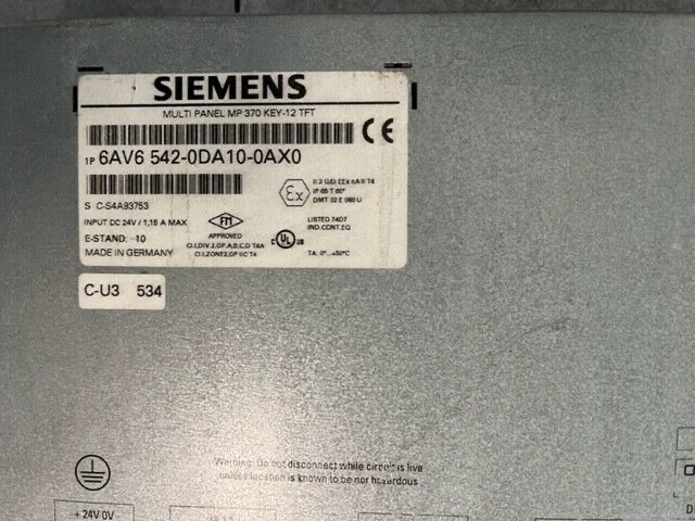 Siemens 6AV6 542-0DA10-0AX0 MULTI PANEL MP 370-KEY-12 6AV65420DA100AX0 ESTAND 10