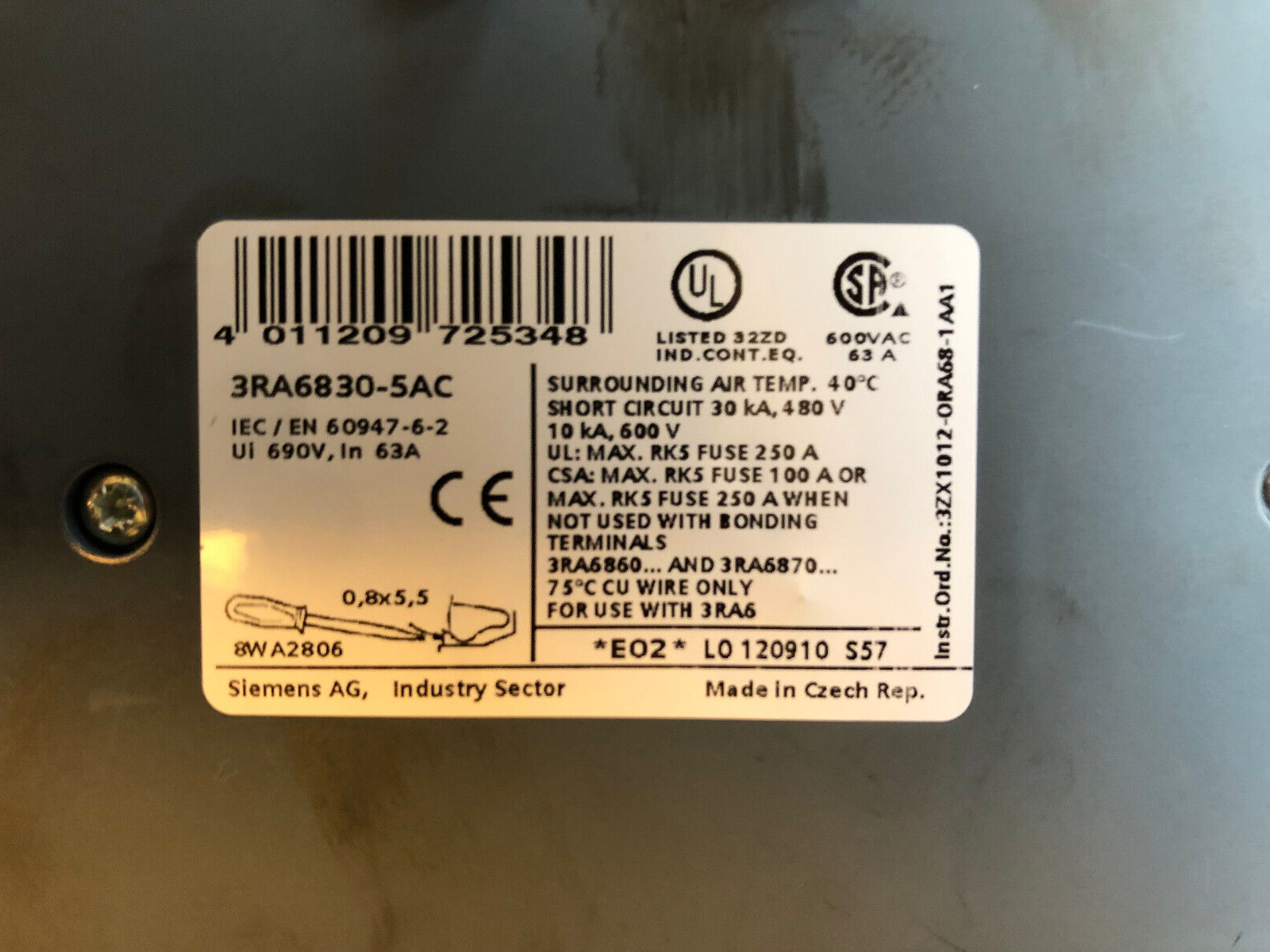 Siemens 3RA6120-1DB33 mit Siemens 3RA6823-0AB und Siemens 3RA6830-5AC