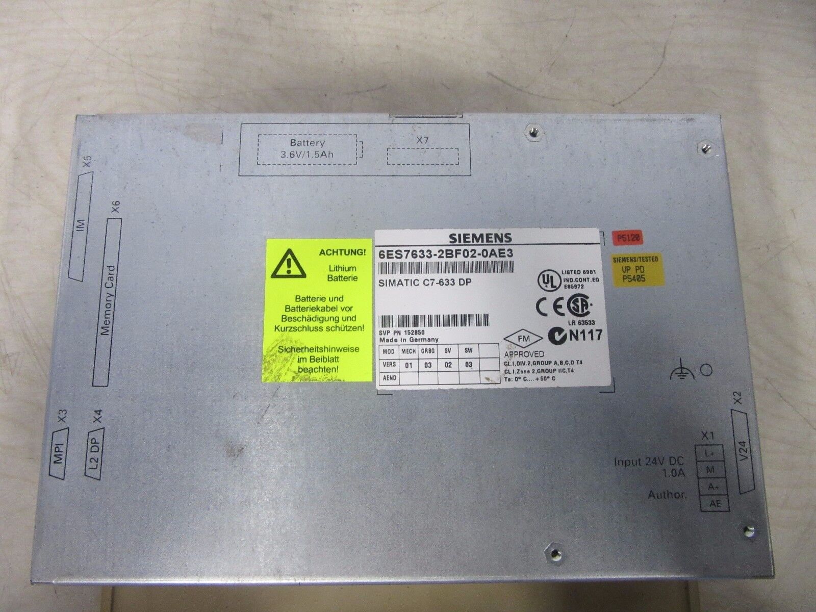 Siemens SIMATIC C7-633 DP 6ES7633-2BF02-0AE3 Operator Panel