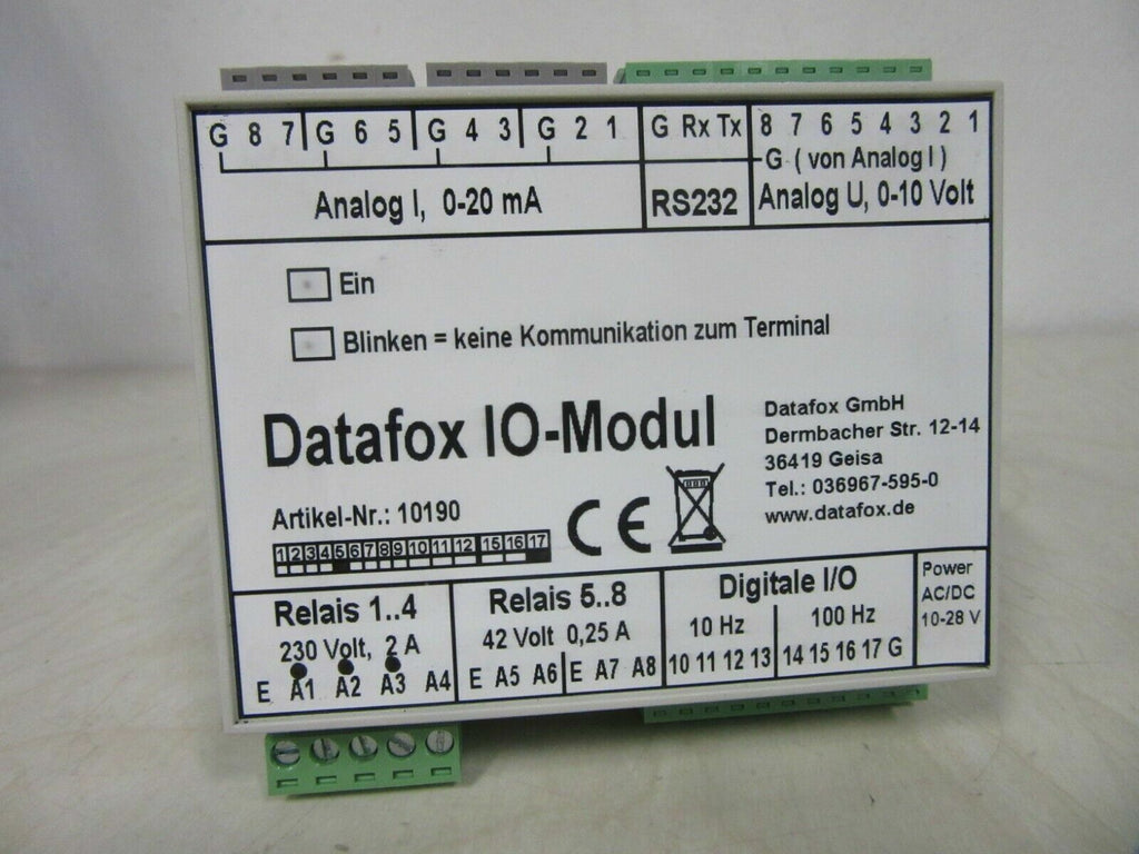 Datafox IO-Modul RS232 Analog I, 0-20mA Analog U, 0-10Volt