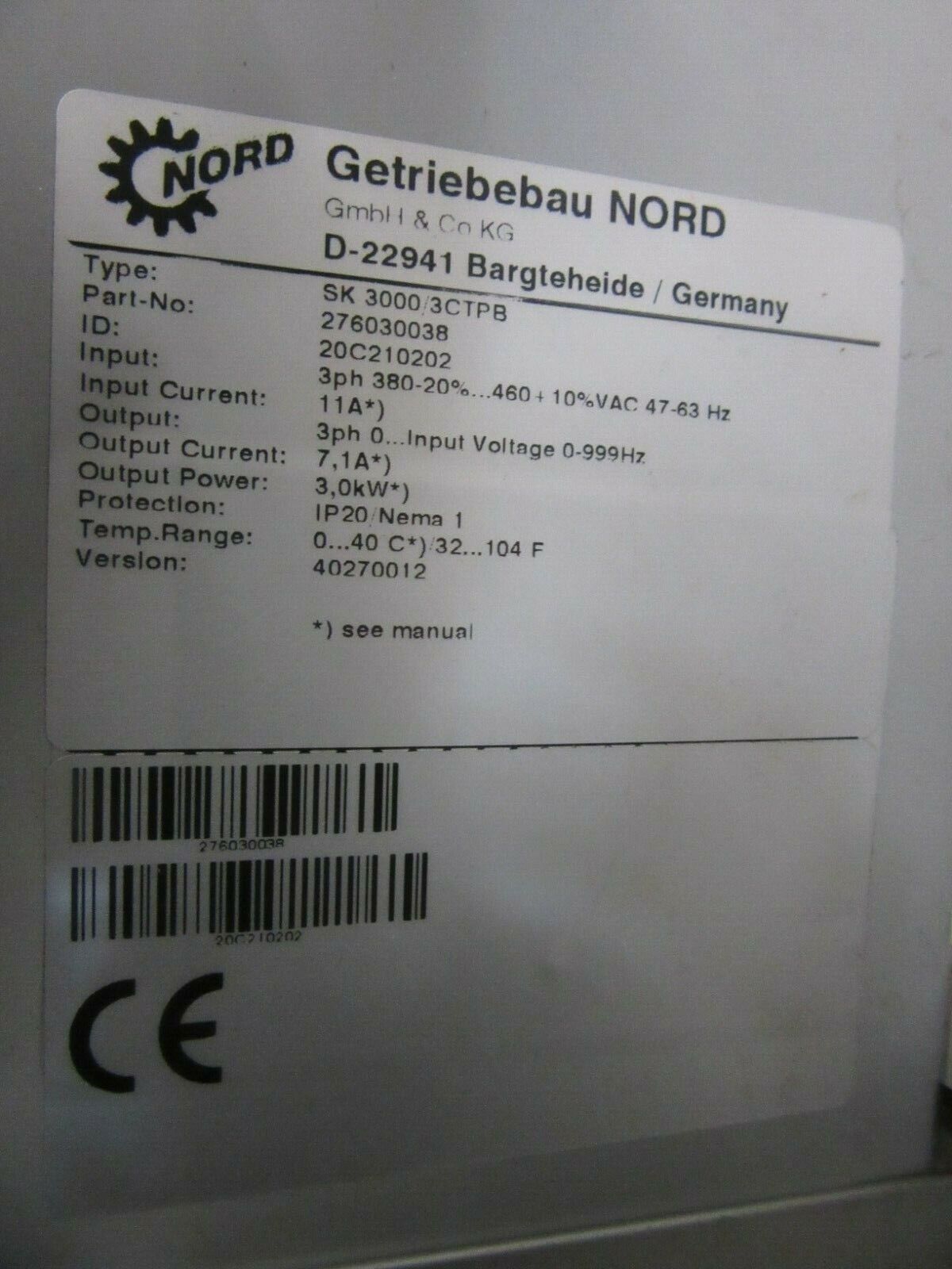 Getriebebau Nord Nordac Vector SK 3000/3CTPB 3,0kW