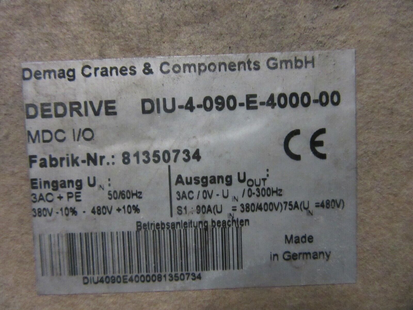 Mannemann Dematic AG Dedrive DIU-4-090-E-4000-00 MDC I/O