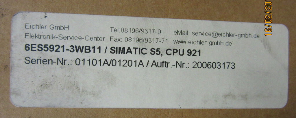 Siemens Simatic S5 CPU 921 6ES5921-3WB11 -generalüberholt-