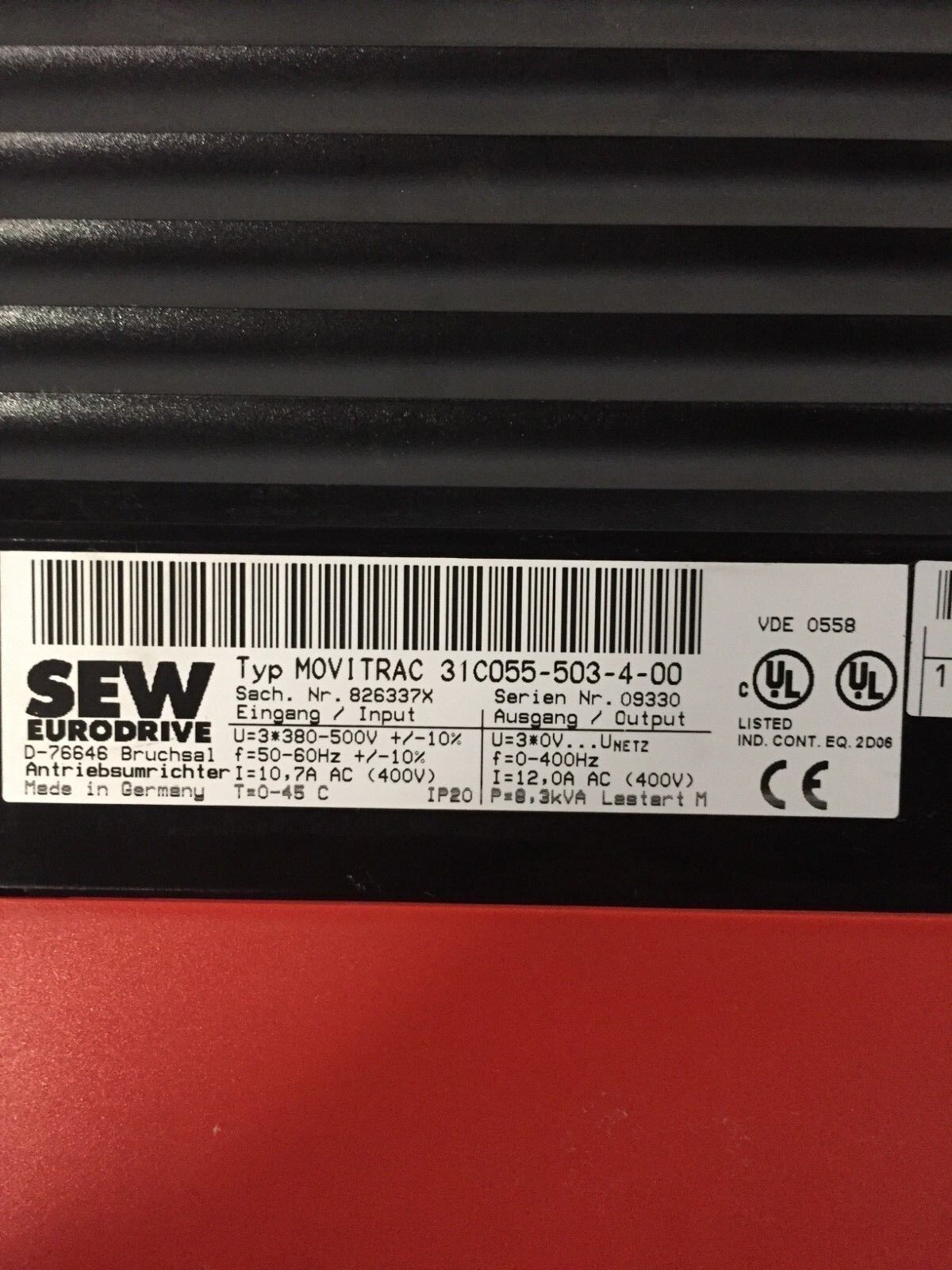 SEW EURODRIVE MOVITRAC 31C055-503-4-00 826337X