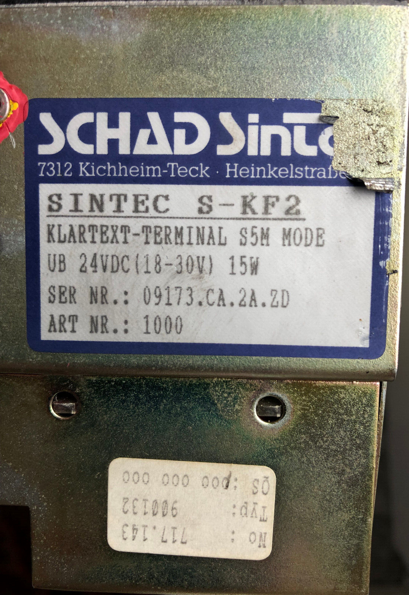 SCHAD SINTEC S-KF2 Art.-Nr. 1000 -used- Klartextterminal