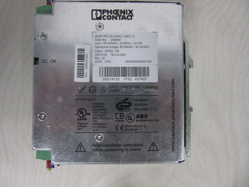 PHOENIX CONTACT QUINT PS-100-240AC/24DC/5