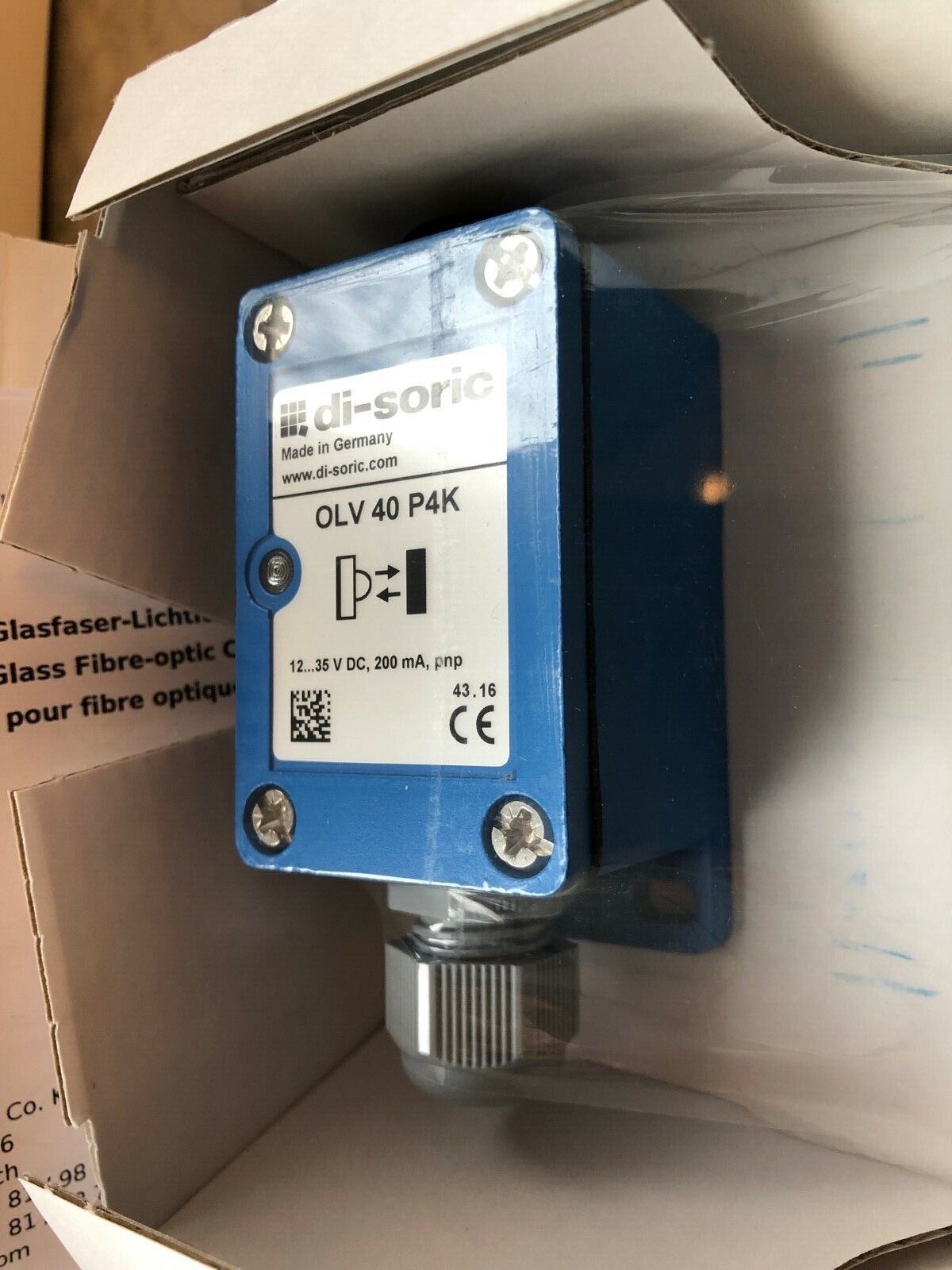 di-soric  Verstärker für Glasfaser-Lichtleitkabel OLV 40 P4K