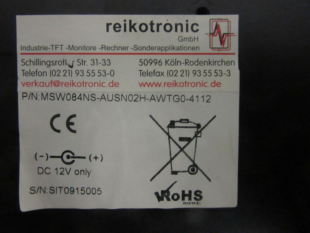 reikotronic P/N: MSW084NS-AUSN02H-AWTGO-4112 OP Display TFT-Monitor 