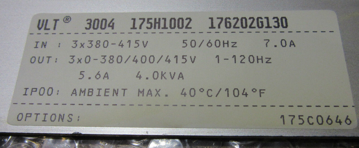 Danfoss VLT 3004 175H1002 4.0 KVA