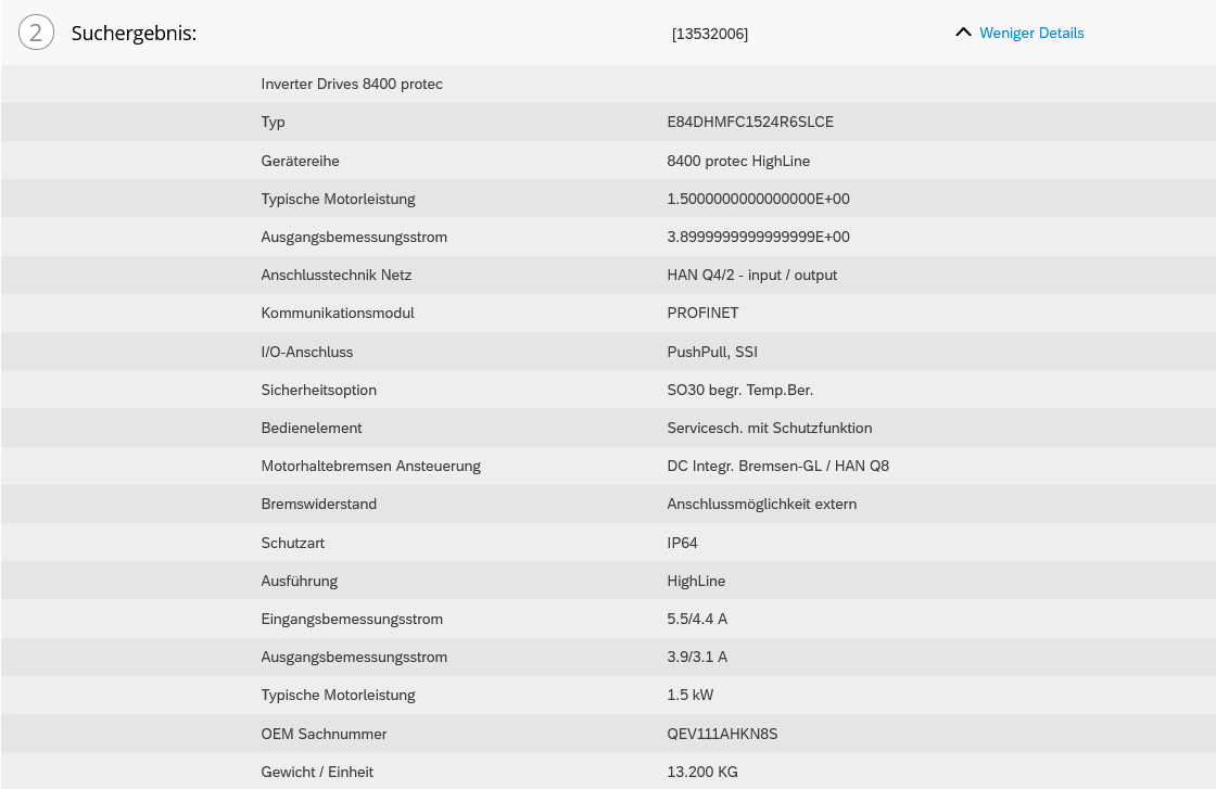 Lenze Inverter Drives 8400 protec Highline E84DHMFC1524R6SLCE  Mat.-Nr.13546210