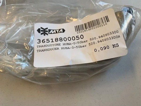 HUBA Control Transducer 0-50 bar Nr. 520940S03300N