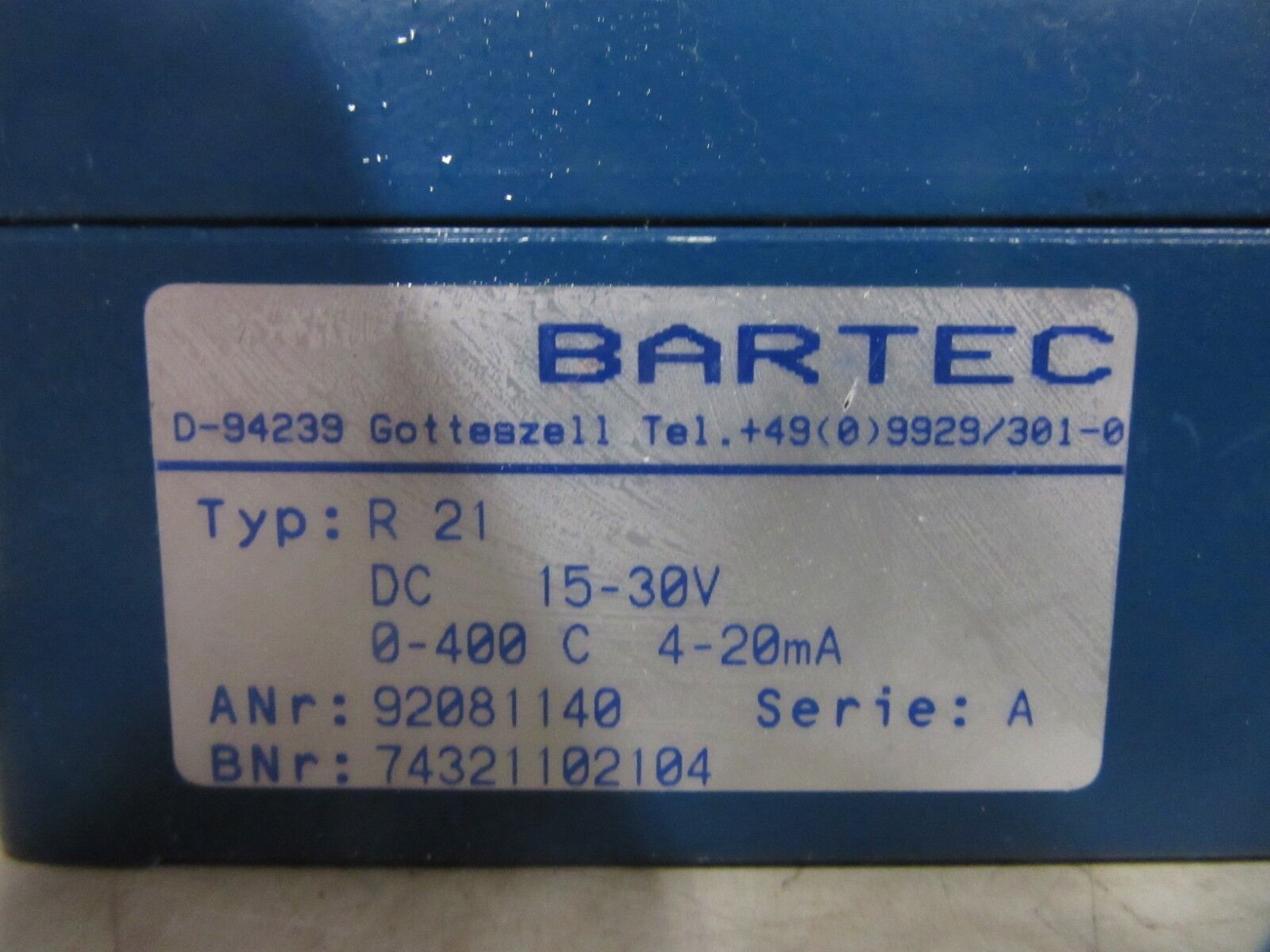 Bartec R 21 DC 15-30V 0-400C Pyrometer