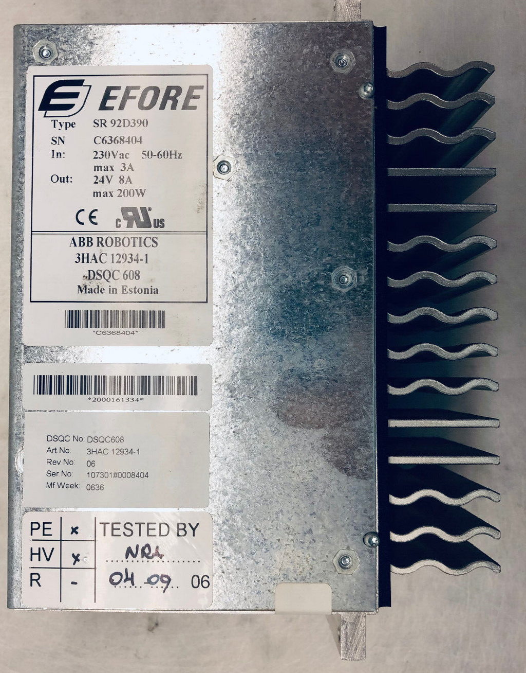 ABB ROBOTICS Netzteil DSQC608 3HAC12934-1  EFORE: SR 92D390 24V, 8A