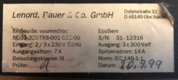 LENORD+BAUER  EcoServ N031-3207XS-001-000-00 Einbau-Servoumrichter