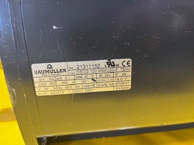 BAUMÜLLER DSCG 100 M64U20-5 TENV 9,4KW ART.NO. 442474 BAUMUELLER GEBER SKM 36