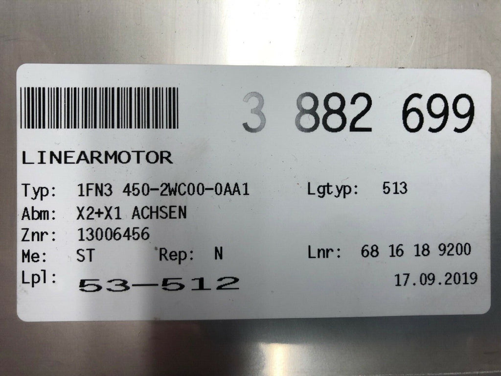 Siemens 1FN3450-2WC00-0AA1 Linearmotor Primärteil mit Präzisionskühler