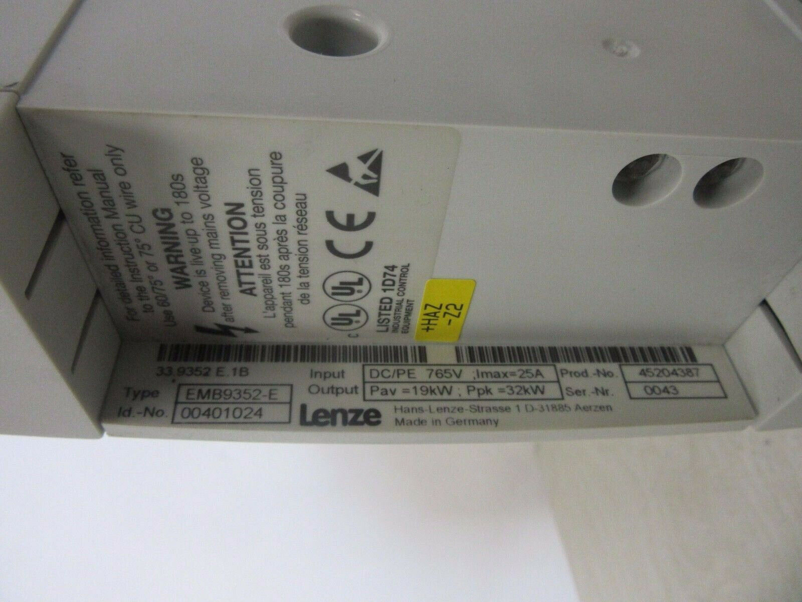 Lenze Type EMB9352-E  -used-