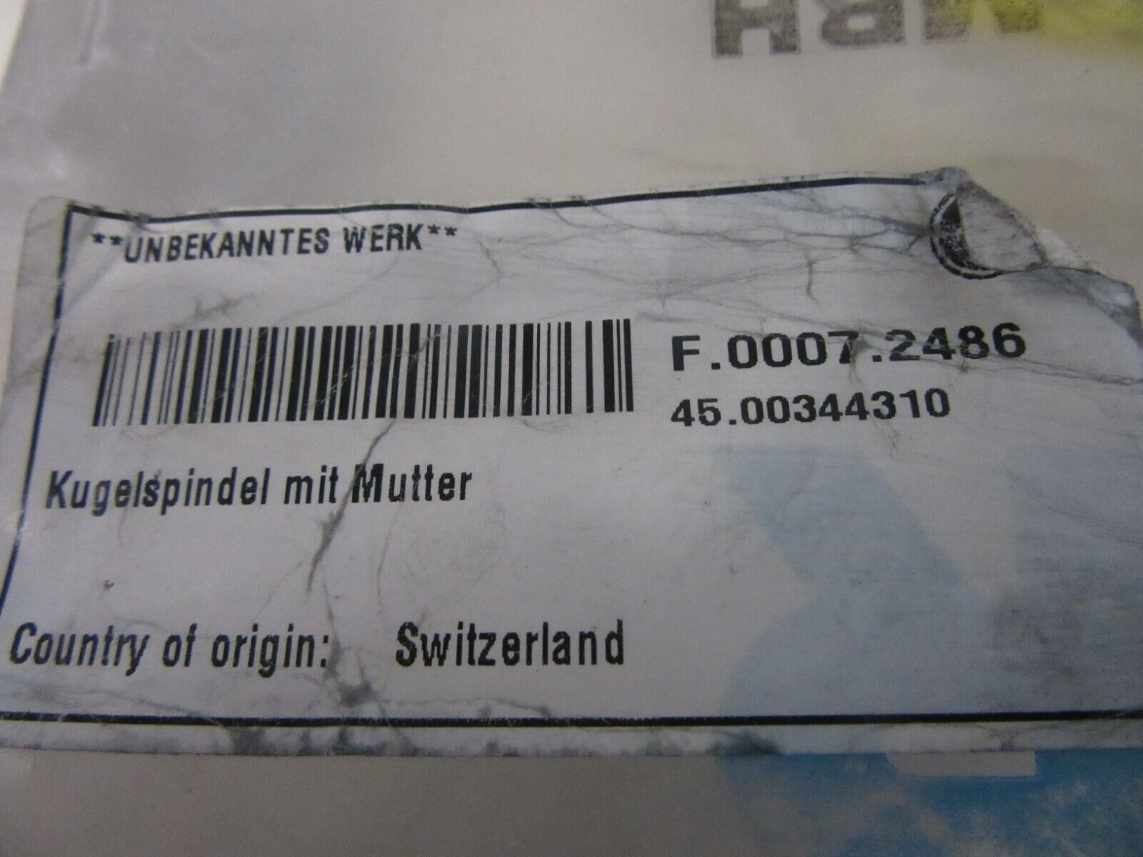 Kugelspindel Warner Electric 45.00344310 mit Mutter Gesamtlänge: 400mm