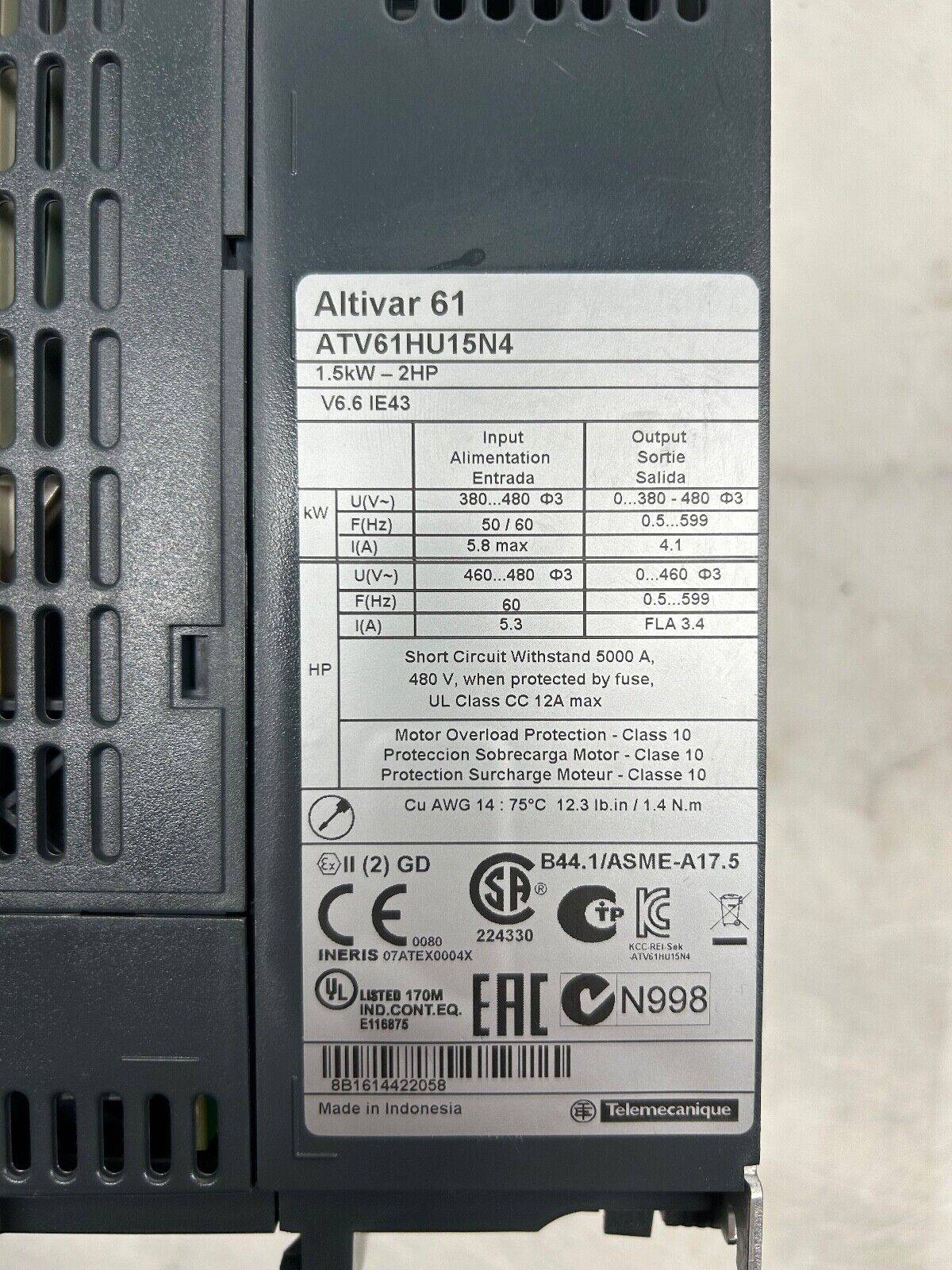 Schneider Electric Frequenzumrichter ALTIVAR 61 ATV61HU15N4 1,5KW