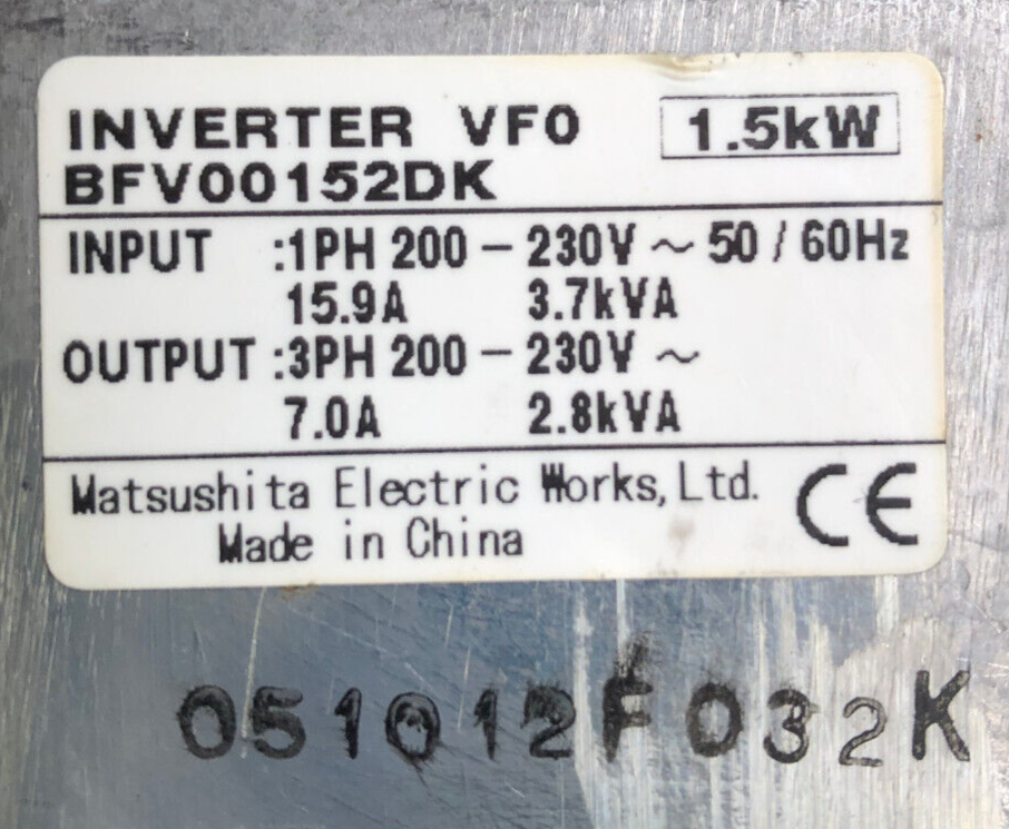 Matsushita NAIS Inverter VFO BFV00152DK 1,5KW
