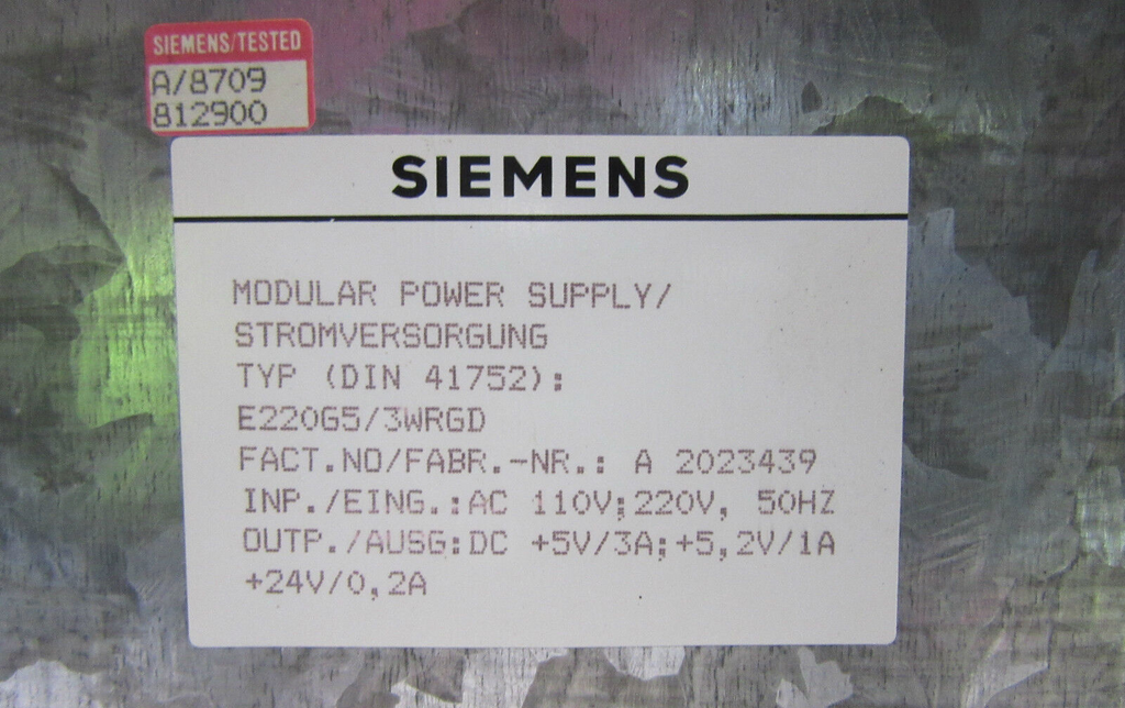 SIEMENS SIMATIC S5 6ES5951-7LB14 Power Supply E220G5/3WRGD DIN 41752