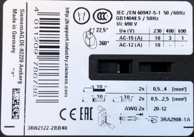 SIEMENS SIRIUS 3RH2122-2BB40 Spulenspannung DC24V - 2pieces-