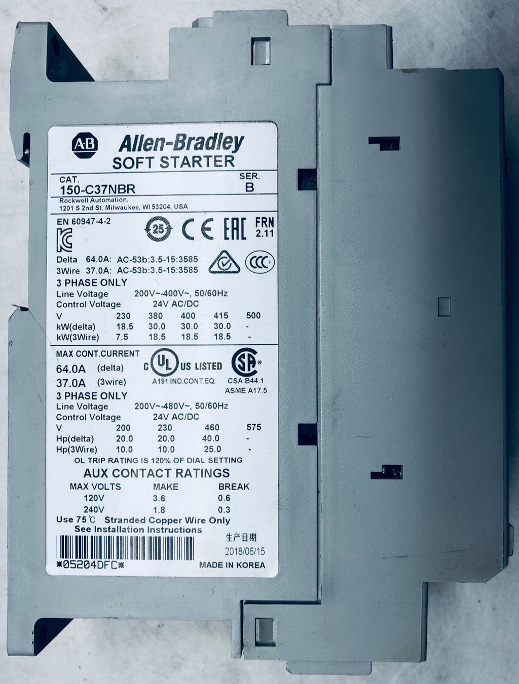 Allen-Bradley Soft starter 150-C37NBR Ser.B