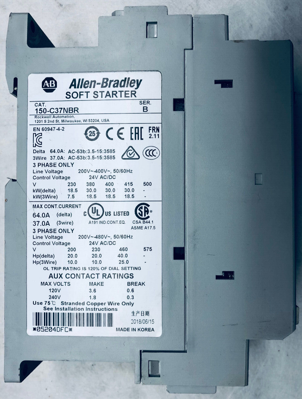 Allen-Bradley Soft starter 150-C37NBR Ser.B