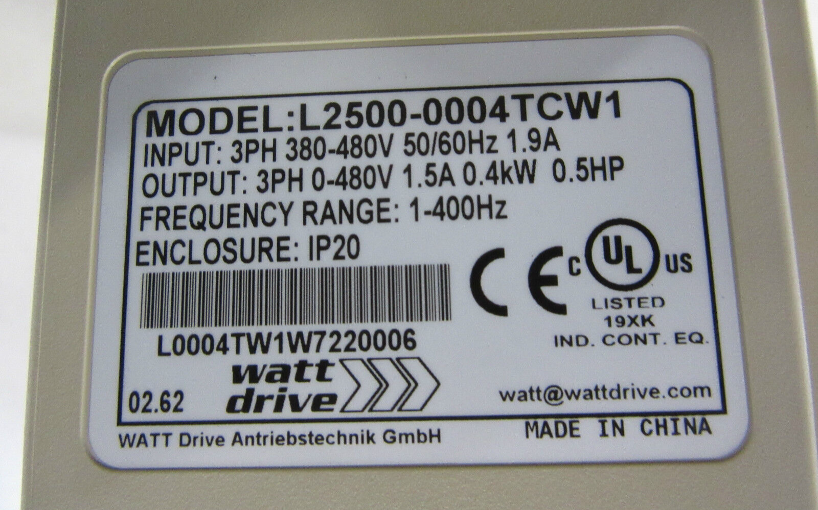 Watt Drive L2500-0004TCW1 FS20142-3,2-07