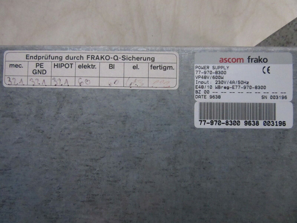 Ascom Power Supply 77-970-8300 VP48V/600W
