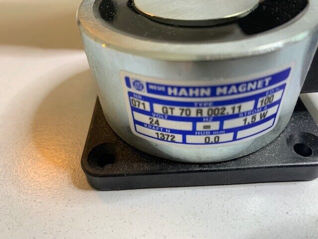 Hahn Elektro-Haft-Magnet mit Grundplatte GT 70 R 0002.11 24V- 1,5W 1372N Neu