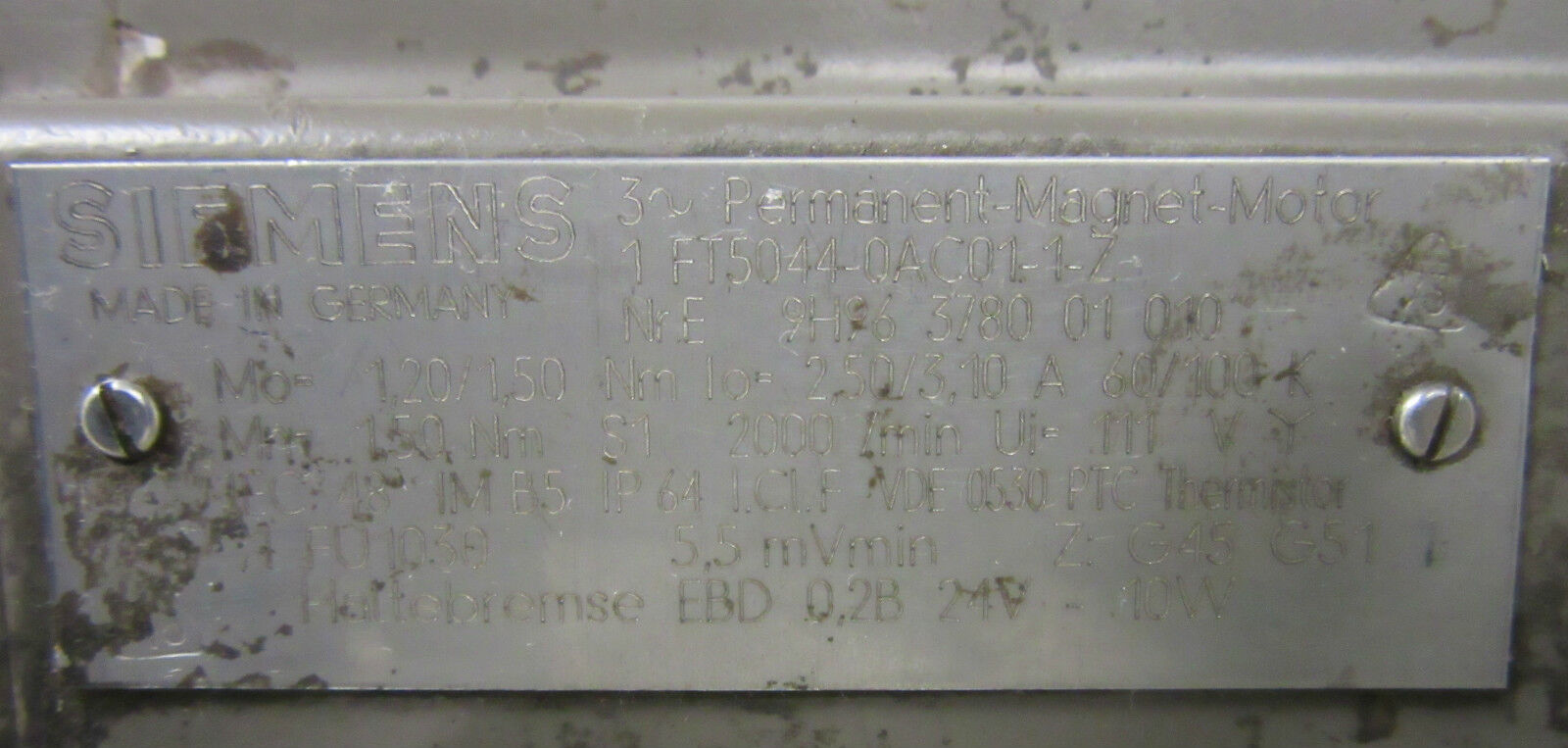 Siemens Permanent Magnet Motor 1 FT5044-0AC01-1-Z  Heidenhain 426.011 1000
