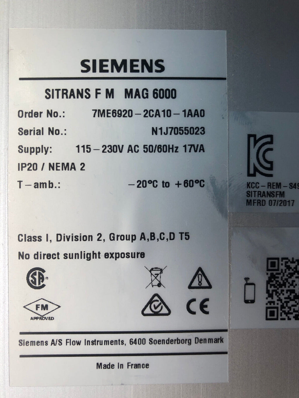 Siemens SITRANS MAG6000 F-M MAG 7ME6920-2CA10-1AA0 115/230V -gebraucht, used-