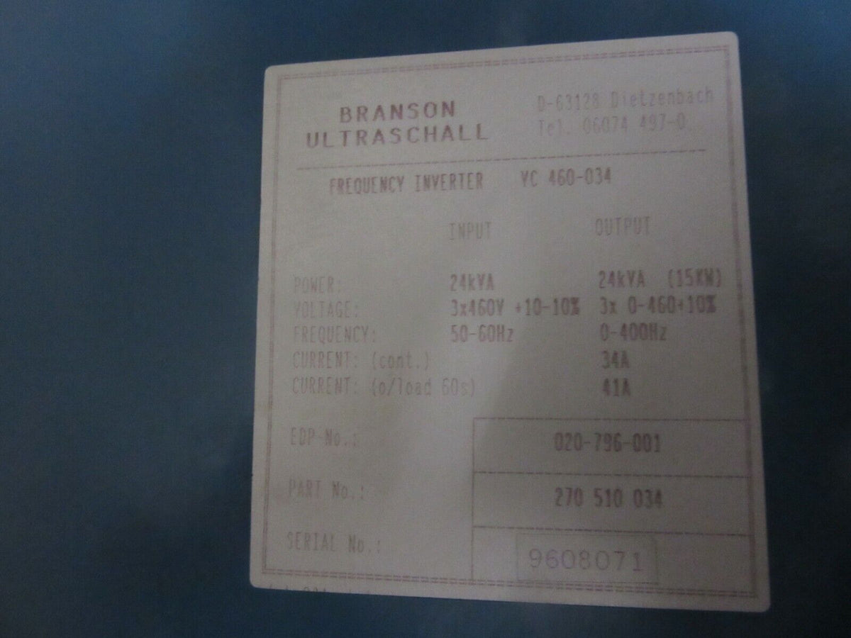 Branson Inverter BRA 460-034 15kW ohne Abdeckung