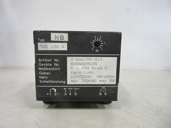 S+B Temperaturregler Type TQD 120 A 0-450 Grad Geber Fe-CuNi