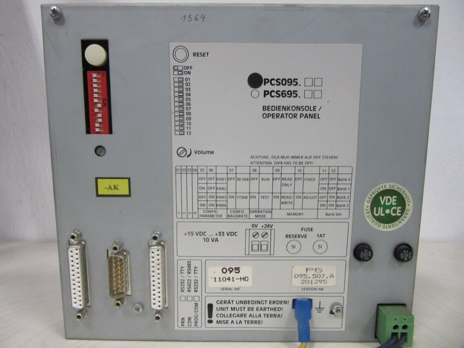 Branson PCS095 PG 095.507.A 201295 Bedienpanel Operator Panel