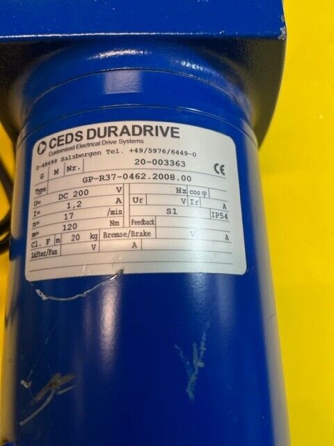 CEDS DURADRIVE DC MOTOR TYPE GP-R37-0462.2008.00
